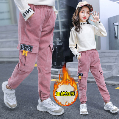 女童灯芯绒棉裤2019新款5冬装外穿6加绒加厚7长裤洋气9儿童裤子冬