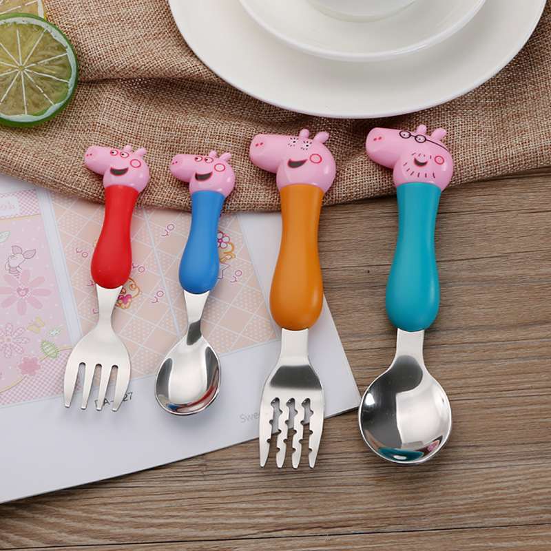 Piggy A 4 sets modelling Cartoon lovely children tableware 304 Stainless steel Spoon Fork baby Having dinnerin the Diapers/Care/Feeding/Push lathe , Cups/Tableware/Grind/Attachment , Children's tableware category - from Buy2taobao.com to provide professional Taobao agent buy service