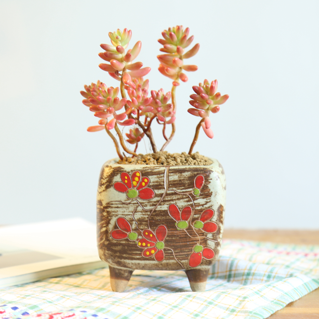 A little sweet|Jingdezhen Hand-carved Hand drawn Three-legged square medium , please Succulent Flower pot Korean Air Retro Do the oldin the Home accessories , Vase/Flower/Artificial flowers/Imitation jewelry , Flower/Vase , Flowerpot category - from Buy2taobao.com to provide professional Taobao agent buy service