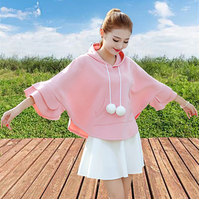 初中女生可爱加厚 斗篷外套高中学生 加绒蝙蝠