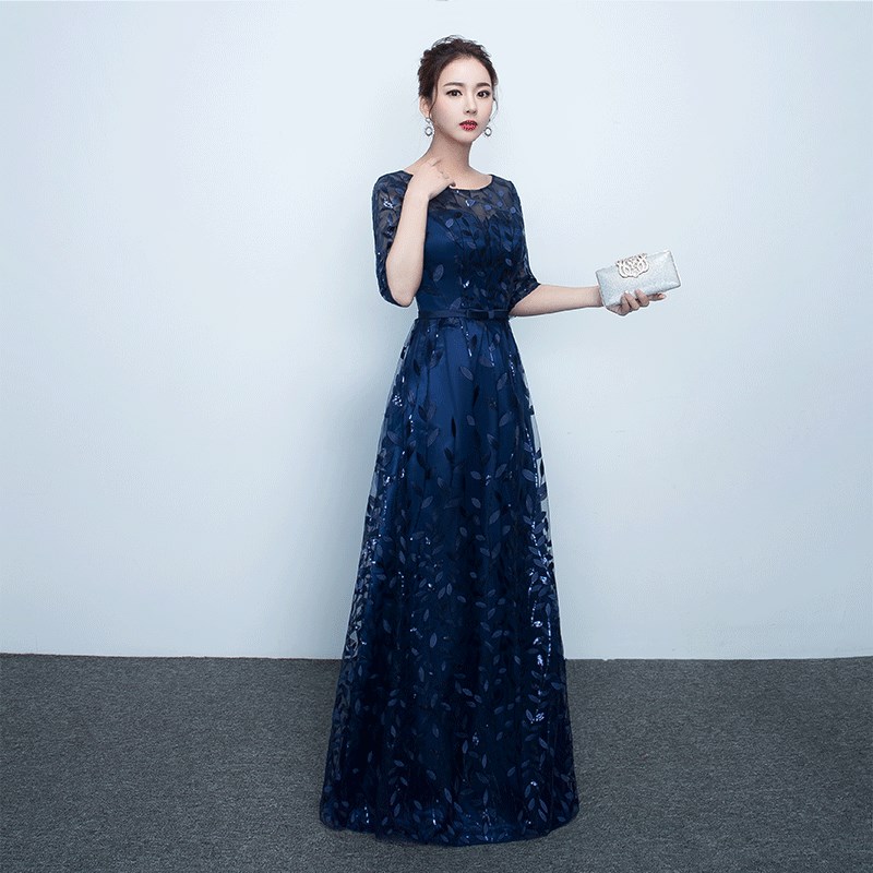 2017新款晚禮服長款結婚敬服中袖媽媽禮服裙修身主持人宴會禮服在類目 女裝/女士精品, 婚紗/旗袍/禮服, 禮服/晚裝中 - 來自Buy2taobao.com提供專業的淘寶代購服務