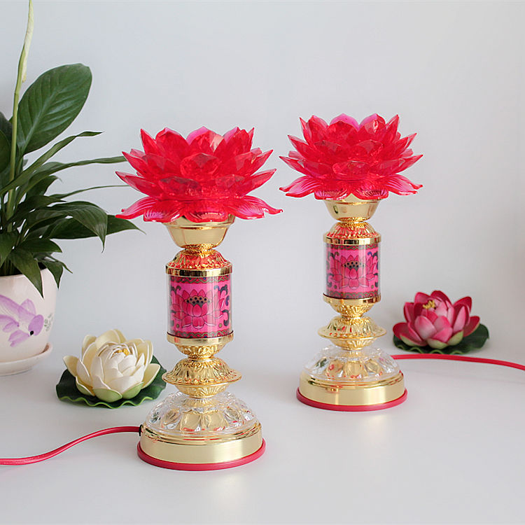10寸LED红色仿水晶七彩莲花灯 家用供神台佛供灯长明灯荷花灯插电|msdalam kategori bekalan perayaan/hadiah, cahaya, lampu Lotus/Lanterns - dari Buy2taobao.com untuk memberikan perkhidmatan ejen Taobao profesional membeli