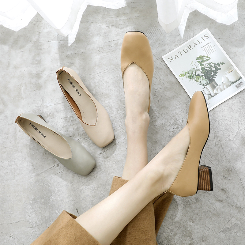 With crude Middle heel Grandma shoes Single shoes 2019 new pattern Square Simple Retro fashion Show thin soft Doug shoesin the Women's Shoes, Low shoes category - from Buy2taobao.com to provide professional Taobao agent buy service