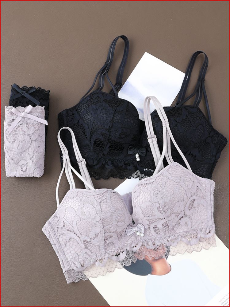 I品牌新款收副乳内衣女无钢圈聚拢 柔软蕾丝小胸厚款侧收文胸套装|ruв категории Нижнее белье, лифчик - от Buy2taobao.com для оказания профессиональной услуги покупки агента Taobao