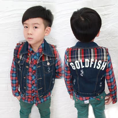 热销童装<em>马甲</em>背心 韩版潮背心男童<em>牛仔马甲</em>特
