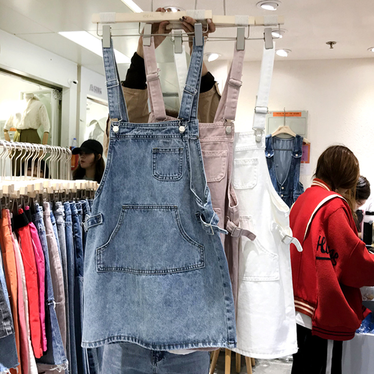 ideal the republic of korea Dongdaemun Washed Denim Suspender skirt Spring and summer 2019 new pattern Show thin Dress Versatilein the Women's clothing/Boutique , Skirts category - from Buy2taobao.com to provide professional Taobao agent buy service
