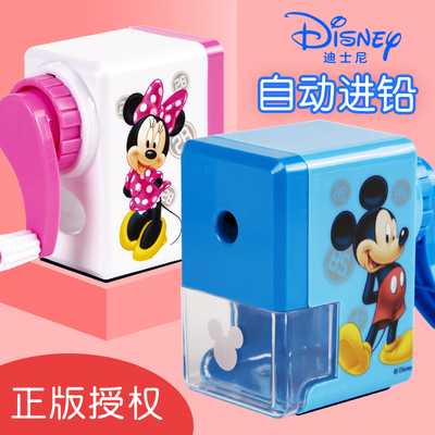 迪士尼削笔器机铅笔刀多功能手摇车卷笔刀铅削笔刀转笔刀自动进铅手动钻笔刀儿童小学生用铅笔刨旋绞修剥笔机