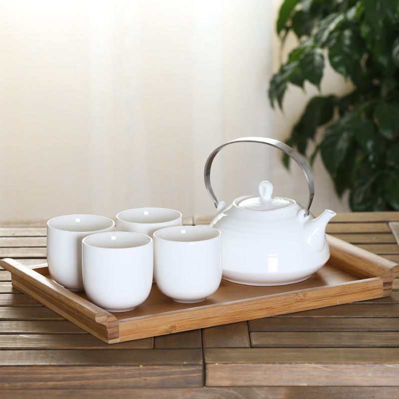 欧牧 日式纯白简约 陶瓷茶杯茶壶茶具套装功夫茶具套组整套带托盘|msdalam kategori pinggan mangkuk, set teh, Pakej teh - dari Buy2taobao.com untuk memberikan perkhidmatan ejen Taobao profesional membeli