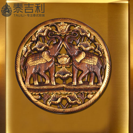 泰国木雕挂件圆形柚木镂空雕花板玄关客厅沙发背景墙工艺品装饰画|ruв категории Домашний быт, резьба, резьба по дереву - от Buy2taobao.com для оказания профессиональной услуги покупки агента Taobao