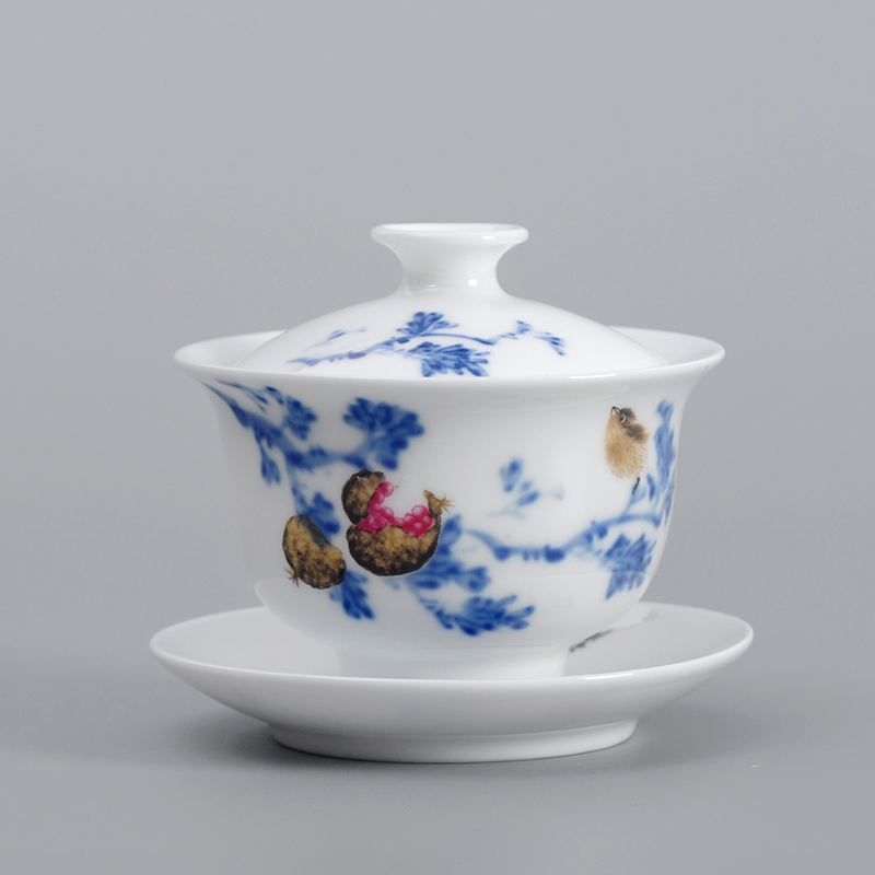 个人盖杯 景德镇陶瓷茶具盖碗 青花瓷器三才碗套装大号贴花敬茶碗在类目 餐饮具, 茶具, 盖碗中 - 来自Buy2taobao.com提供专业的淘宝代购服务