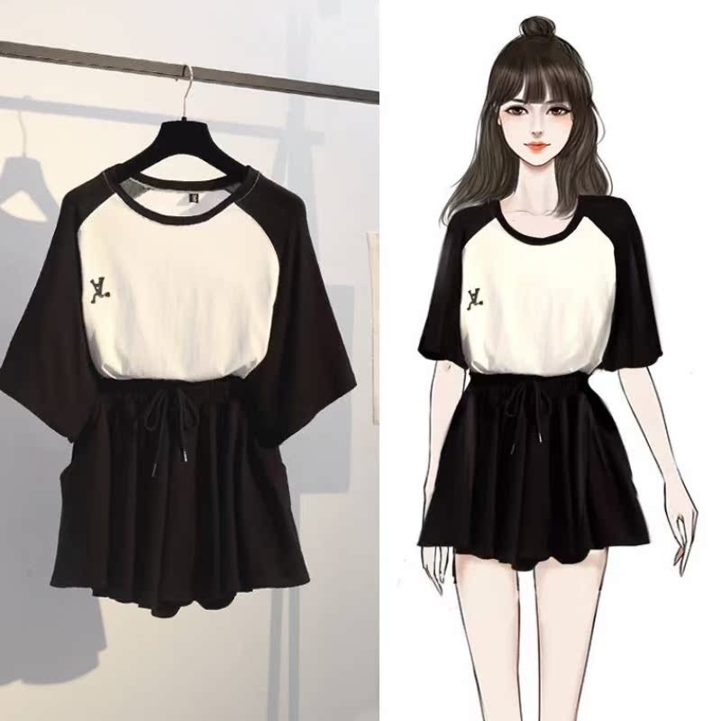 春季套装女学生韩版夏季胖mm大码女装宽松显瘦短裤裙子T恤两件套|ruв категории Женская одежда, костюм/студенты школьную форму/обмундирования, профессионального женский брючный костюм - от Buy2taobao.com для оказания профессиональной услуги покупки агента Taobao