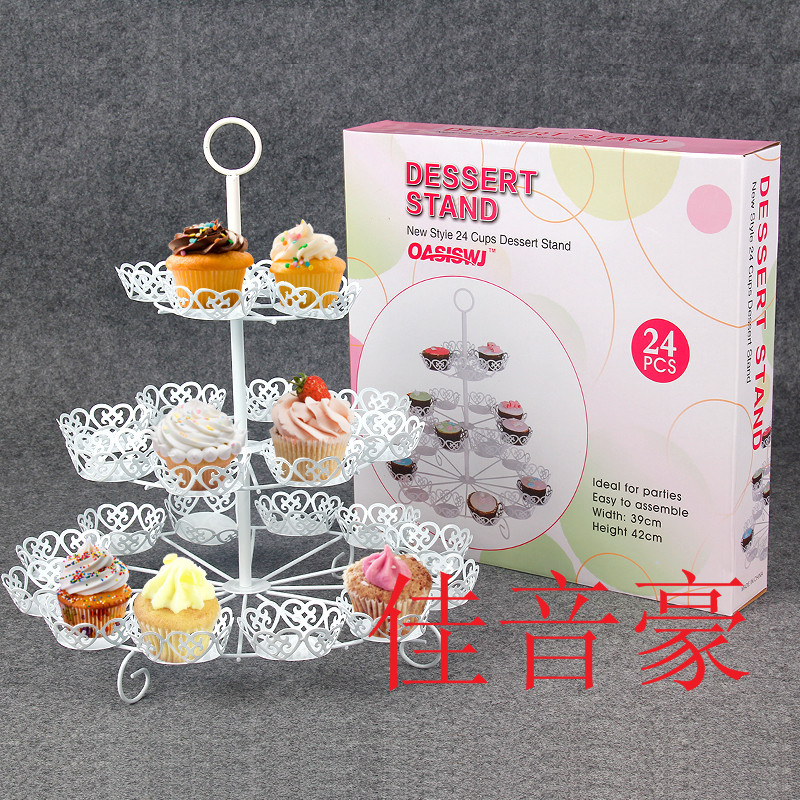 三层24杯婚庆甜品台蛋糕架欧式铁艺白色纸杯子蛋糕架水果盘点心架在类目 厨房/烹饪用具, 烧烤/烘焙用具, 烘培DIY器具, 其它烘焙器具中 - 来自Buy2taobao.com提供专业的淘宝代购服务