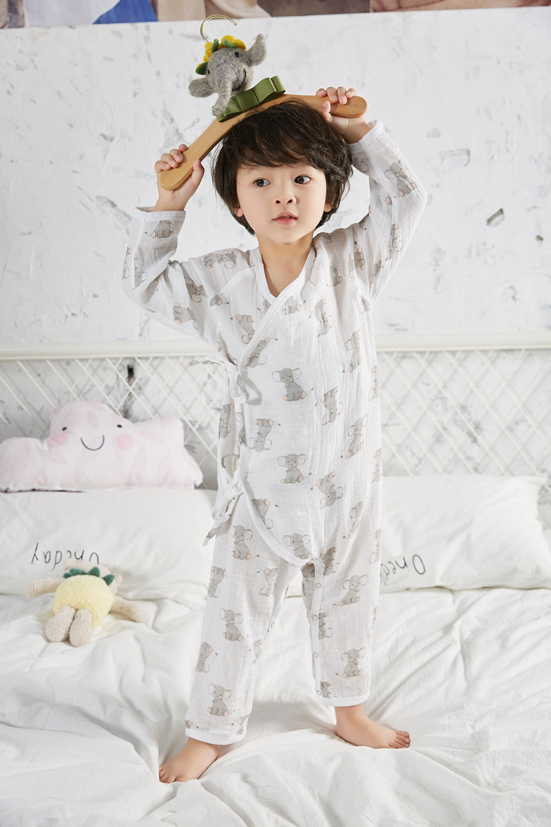 Joy Moon 寶寶紗布和服連體衣嬰兒 muslin棉長袖哈衣日式睡衣系帶在類目 童裝/嬰兒裝/親子裝, 連身衣/爬服/哈衣中 - 來自Buy2taobao.com提供專業的淘寶代購服務