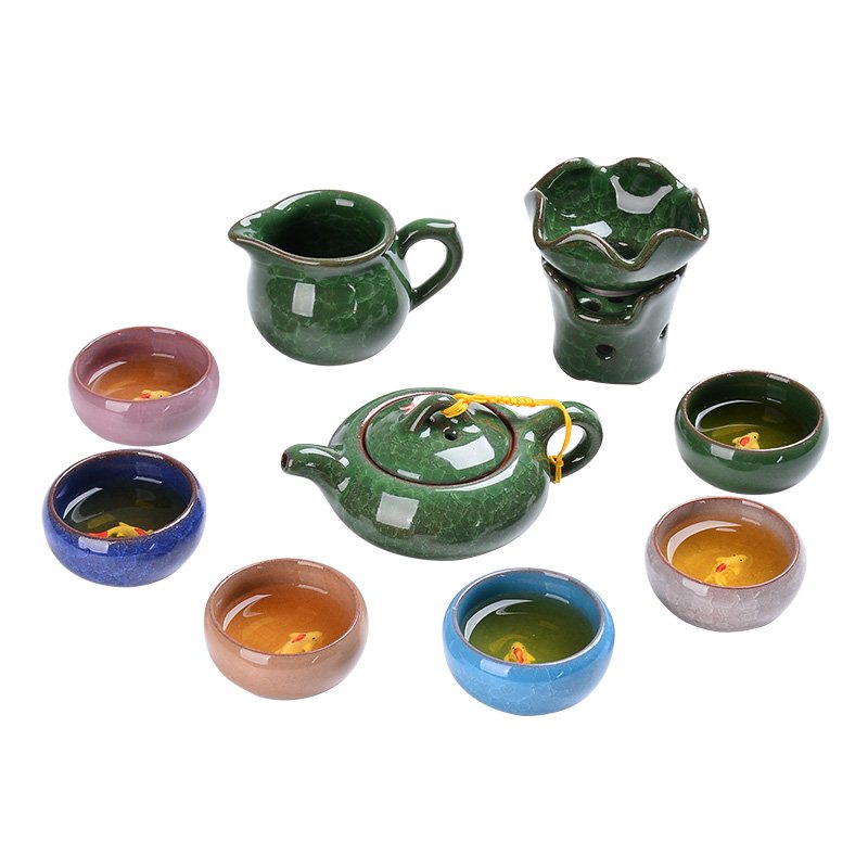 冰裂功夫茶具套裝家用整套陶瓷茶壺品茗杯七彩開片釉鯉魚杯子禮品在類目 餐飲具, 茶具, 功夫茶具中 - 來自Buy2taobao.com提供專業的淘寶代購服務