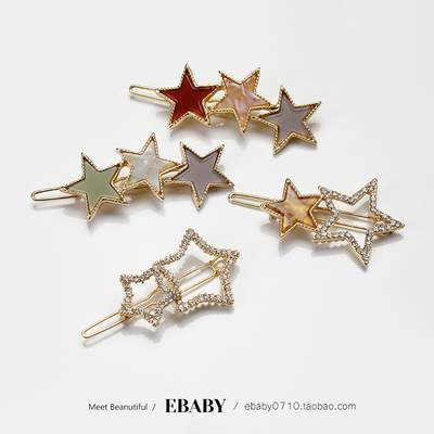 侧边发夹网红ins夹子头饰韩国日系发卡成人五角星百搭简约边夹