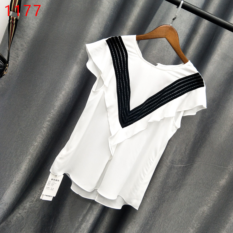LX-1177 Lotus leaf Mosaic Blousein the Women's clothing/Boutique , Lace shirt/Chiffon shirt category - from Buy2taobao.com to provide professional Taobao agent buy service