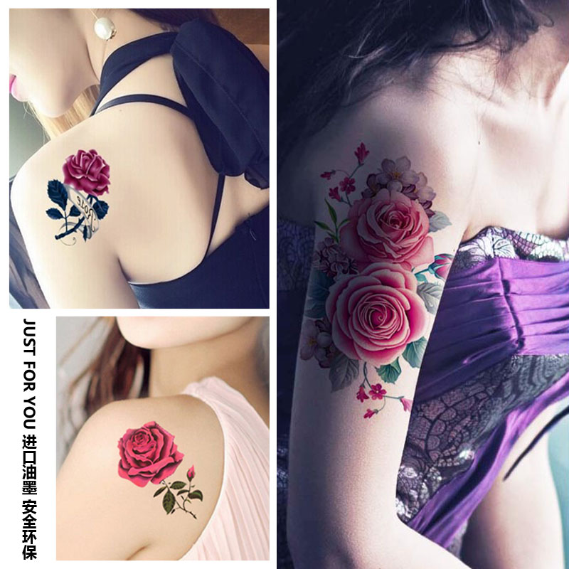 纹身贴防水女持久韩国仿真花朵遮疤痕手臂腿玫瑰花性感 花臂女王在类目 彩妆/香水/美妆工具, 身体彩绘中 - 来自Buy2taobao.com提供专业的淘宝代购服务