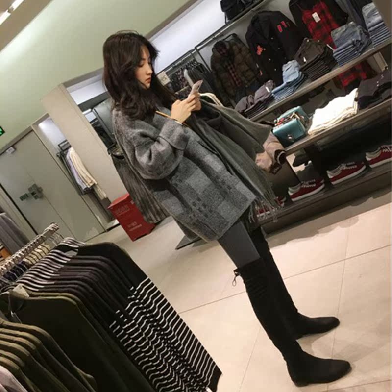 欧洲站2018新款女装秋冬港味原宿加厚宽松慵懒风复古拼色毛衣外套在类目 女装/女士精品, 毛衣中 - 来自Buy2taobao.com提供专业的淘宝代购服务