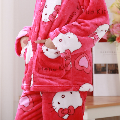 秋冬季加厚款儿童睡衣法兰绒宝宝小孩子男童女童珊瑚绒家居服套装