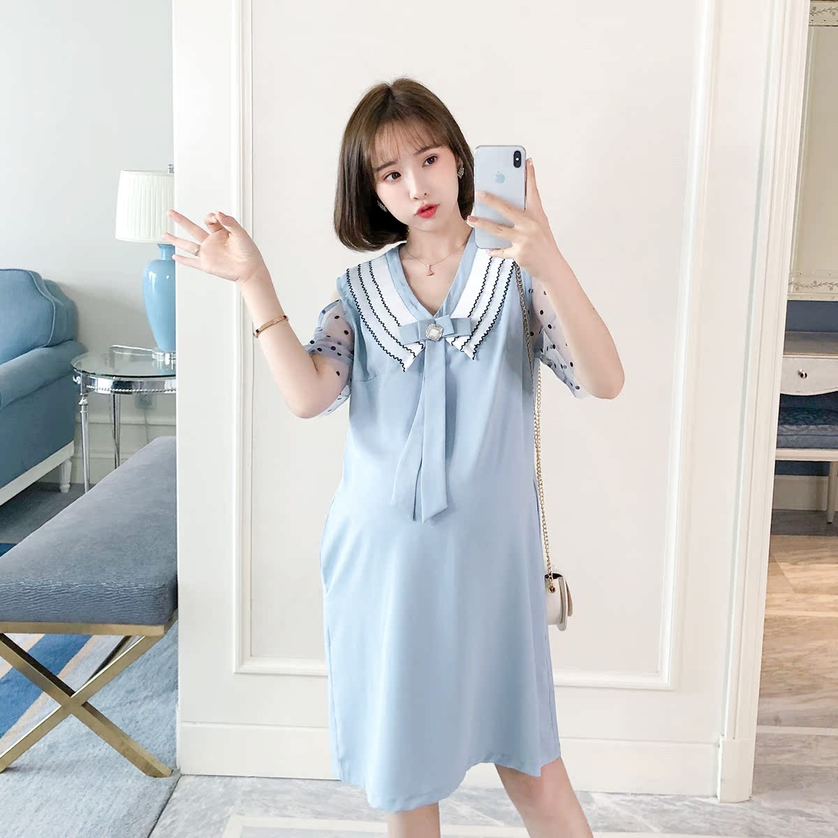 maternity dress 2019 Summer wear new pattern fashion Chao Ma transparent Mid length version Dress summer skirt summerin the Maternity/Maternal supplies/Nutrition , Maternity , Dress category - from Buy2taobao.com to provide professional Taobao agent buy service