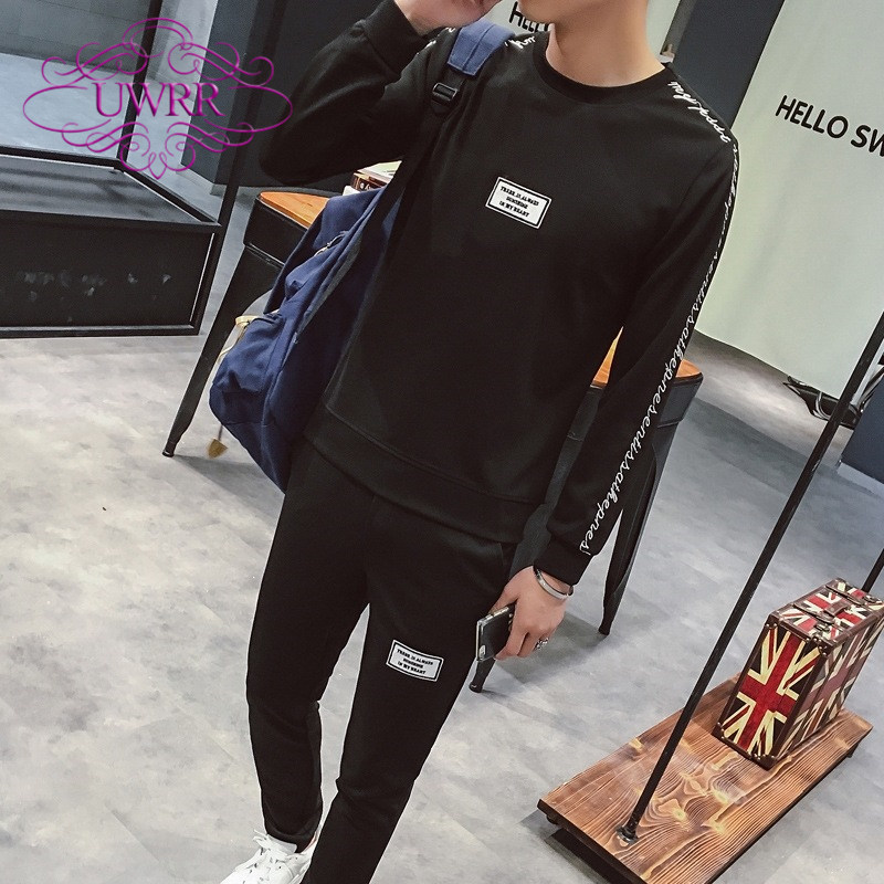 高端定制品牌UWRR 刺绣套头卫衣修身韩版男士长裤休闲套装运动服|ruв категории Мужская одежда, костюм, досуг, спортивный костюм - от Buy2taobao.com для оказания профессиональной услуги покупки агента Taobao