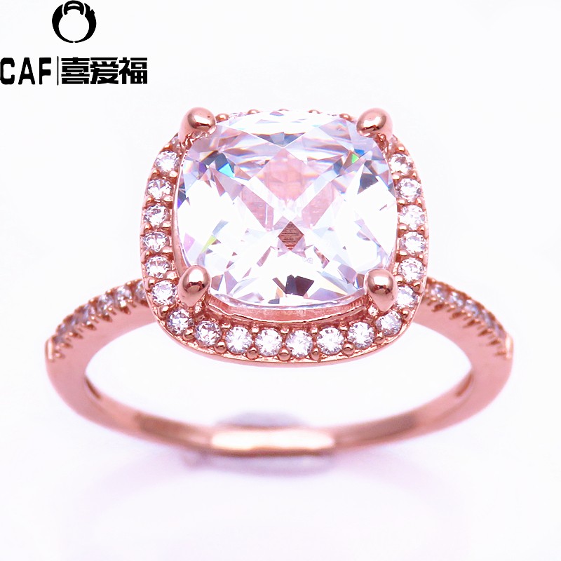 Pure product Russia 585 Zijin White Zircon Ring 14K Rose Gold Lottery 3 Carat square Set Diamond ringin the Jewelry/Diamond/Jade/Gold , K gold jewelry, Bracelets category - from Buy2taobao.com to provide professional Taobao agent buy service