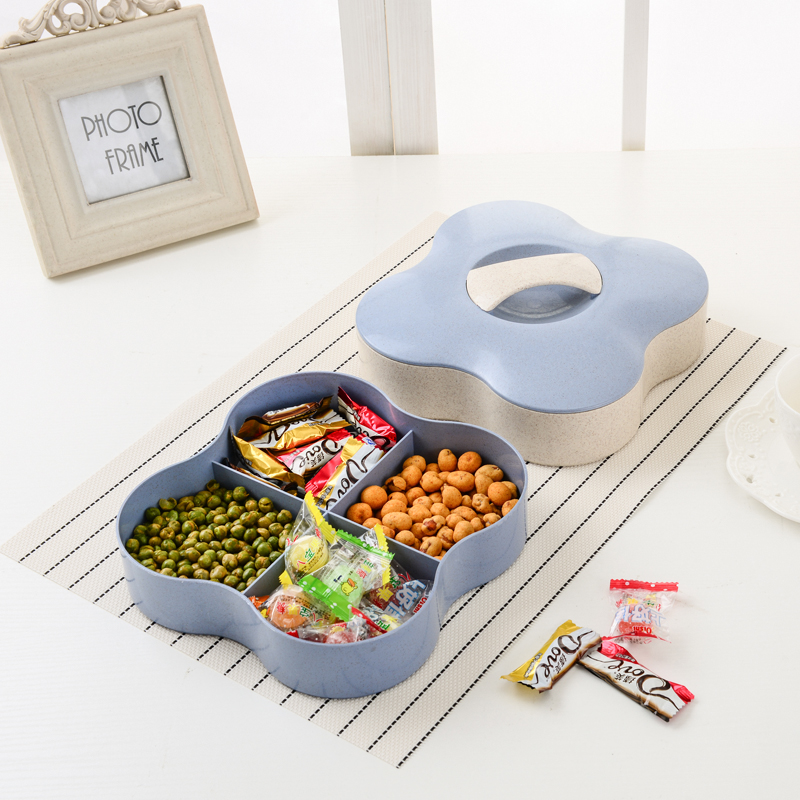 北欧式干果盒分格零食坚果盒瓜子干果盘客厅家用小麦带盖糖果盒在类目 餐饮具, 餐具, 果盆/果盘/果篮中 - 来自Buy2taobao.com提供专业的淘宝代购服务