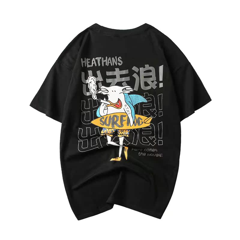 Hong Kong fashion brand 2019 personality printing Short sleeved T-shirt Easy Trend Cartoon printing student T-shirtsin the Men's clothing, T-shirt category - from Buy2taobao.com to provide professional Taobao agent buy service