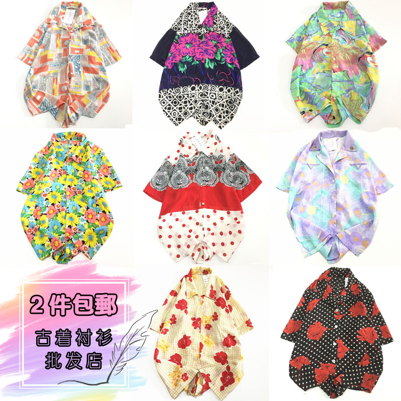 古着vintage复古日系春夏油画雪纺小清新古宫廷巴洛克短袖花衬衫p|ruв категории Женская одежда, рубашка - от Buy2taobao.com для оказания профессиональной услуги покупки агента Taobao