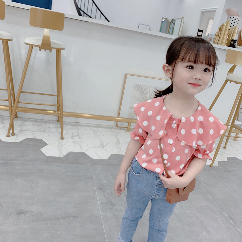 女童夏装2019新款童装洋气短袖衬衫儿童宝宝夏季上衣时髦圆点衬衣|ruв категории Детская одежда, рубашка - от Buy2taobao.com для оказания профессиональной услуги покупки агента Taobao