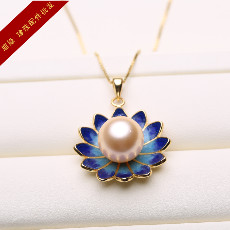 DIY配件 S925纯银莲花珐琅吊坠正圆珍珠空托女款项链项坠子|msdalam kategori Aksesori/Barang Kemas Fesyen, aksesori DIY, Barang Kemas DIY Aksesori - dari Buy2taobao.com untuk memberikan perkhidmatan ejen Taobao profesional membeli