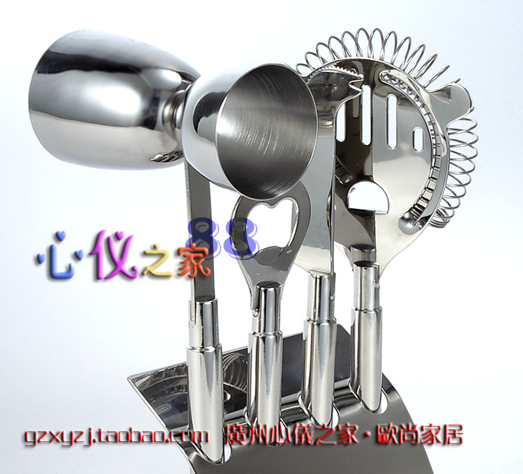 包邮德国实心钢柄不锈钢调酒工具5件套/滤冰器开瓶器盎司量杯芝士在类目 餐饮具, 酒壶/酒杯/酒具, 酒具套件中 - 来自Buy2taobao.com提供专业的淘宝代购服务