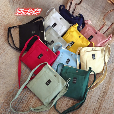 韩版迷你小包包2018新款潮加厚单肩斜跨帆布手机包简约百搭零钱包