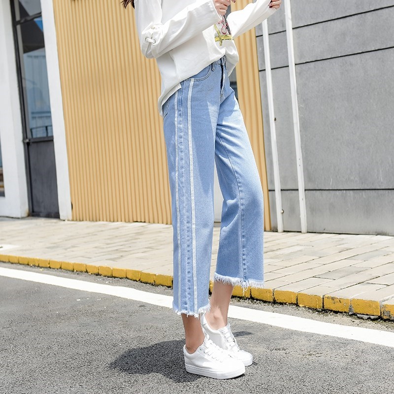girl Spring and summer Elastic waist cowboy Nine points trousers junior middle school student Korean Edition Easy Straight Wide leg pants Big boyin the Women's clothing/Boutique , Jeans  category - from Buy2taobao.com to provide professional Taobao agent buy service