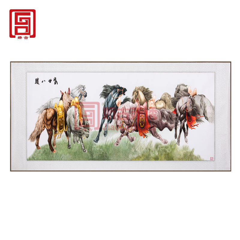 苏绣成品盛世八骏图手工刺绣骏马奔腾客厅软裱画办公室单面绣挂画在类目 居家布艺, 刺绣套件, 苏绣中 - 来自Buy2taobao.com提供专业的淘宝代购服务