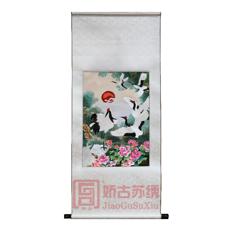 苏绣手工刺绣松鹤祝寿图软裱画牡丹松鹤挂画刺绣成品送老人礼物在类目 居家布艺, 刺绣套件, 苏绣中 - 来自Buy2taobao.com提供专业的淘宝代购服务
