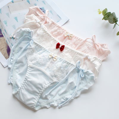 日系纯棉绑带内裤少女可爱蝴蝶结小清新系带性感诱惑提臀棉质面料