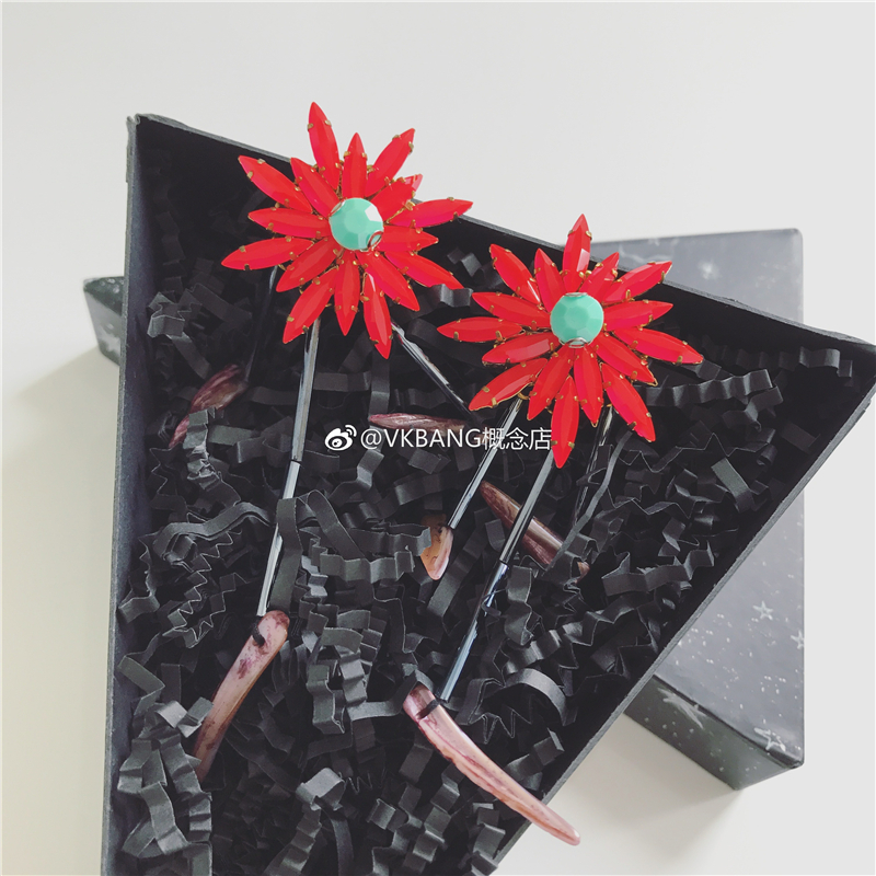 【VKBANG】正品 MICartsy 红紫色手工钉珠花形吊坠耳环(耳夹)|ruв категории Украшения,ювелирные изделия, серьга, ухо зажим - от Buy2taobao.com для оказания профессиональной услуги покупки агента Taobao