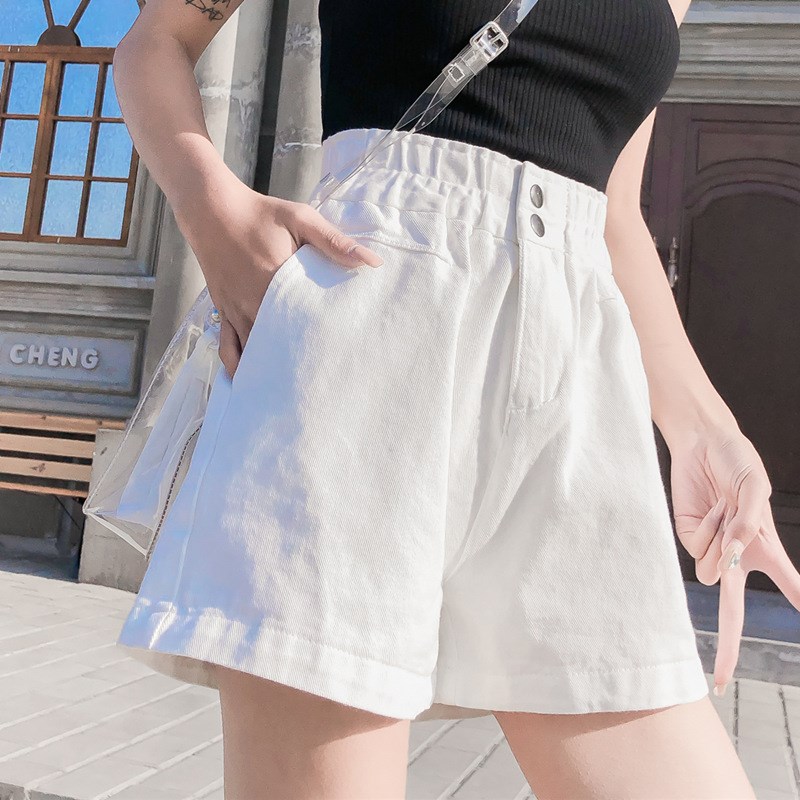 松紧腰白色超高腰牛仔短裤女夏2019新款韩版宽松显瘦a字阔腿热裤|ruв категории Женская одежда, джинсы - от Buy2taobao.com для оказания профессиональной услуги покупки агента Taobao