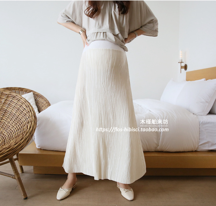 孕妇半身裙韩国代购2019夏褶皱坠感托腹A字裙气质仙女半身裙长裙|ruв категории Всё для беременных и кормящих, материнство, юбка - от Buy2taobao.com для оказания профессиональной услуги покупки агента Taobao