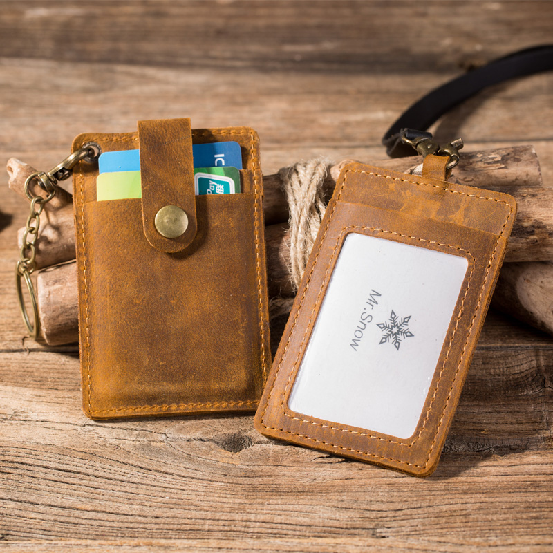 Raw cowhide Employee's card Ferrule transparent Leather sheath high-grade Chest card Access control Ferrule genuine leather Bus card sleeve Customizablein the Electronic Dictionary/Electronic paper book/Stationery , Shelves/Display items , Card sets/Card Holder category - from Buy2taobao.com to provide professional Taobao agent buy service