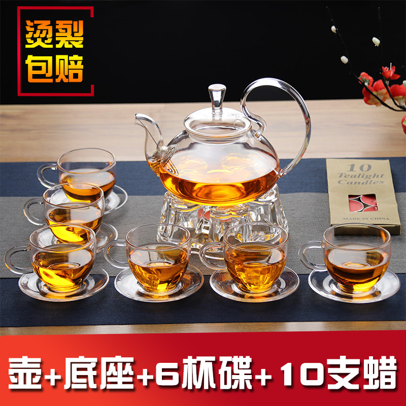 耐热玻璃透明玻璃水果茶壶家用花茶茶具套装加热花茶壶茶杯厚蜡烛|msdalam kategori pinggan mangkuk, set teh, teko - dari Buy2taobao.com untuk memberikan perkhidmatan ejen Taobao profesional membeli