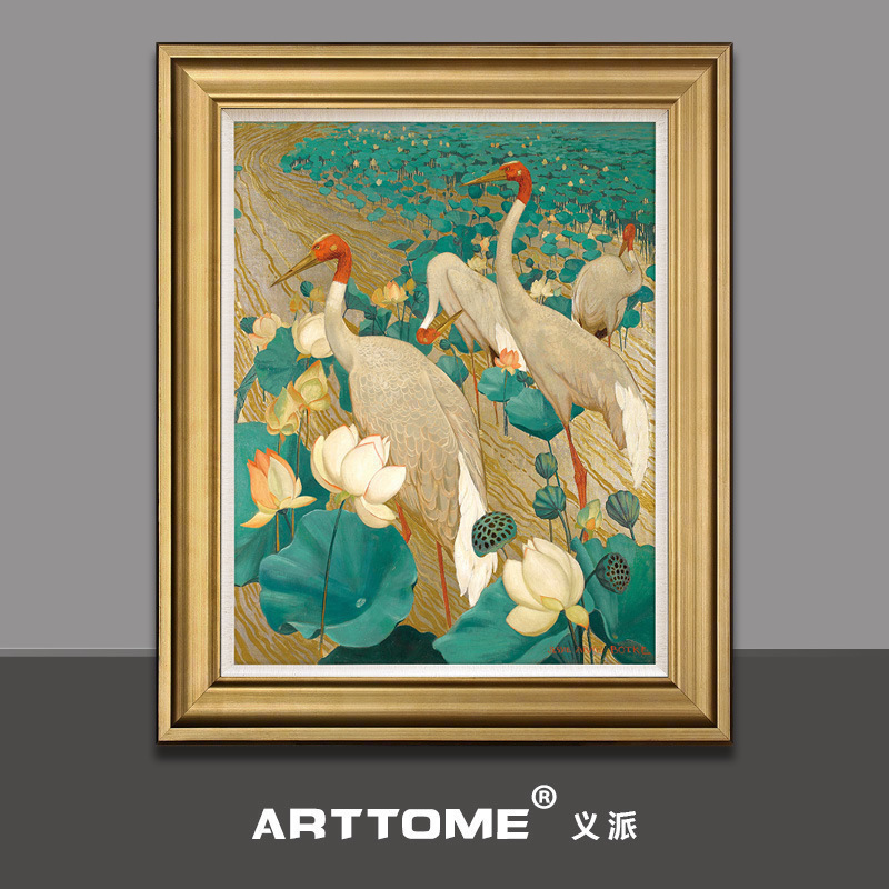 Cranes and lotus flowers U.S.A animal Flower Oil Painting Entrance Corridor bedroom European style American style modern Decorative paintingin the Home accessories , Decorative painting , Painting category - from Buy2taobao.com to provide professional Taobao agent buy service