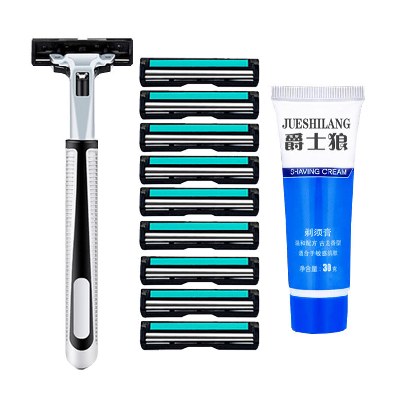 送剃须膏 吉利剃须刀手动双层2刀片刀头老式刮胡刀刮胡子剃毛刀架在类目 个人护理/保健/按摩器材, 清洁美容工具, 剃须刀中 - 来自Buy2taobao.com提供专业的淘宝代购服务