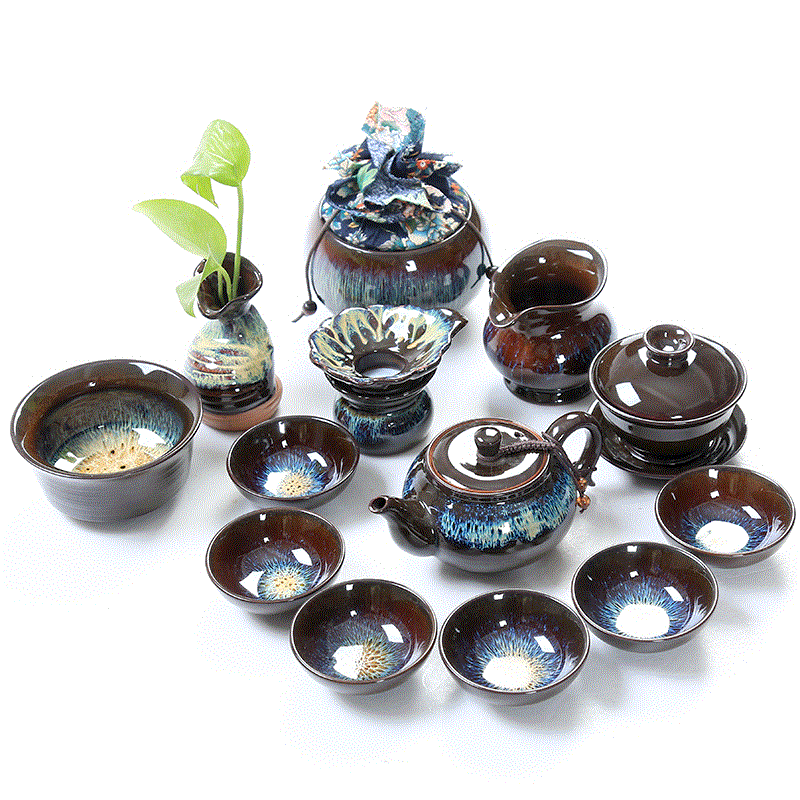 建盏茶具套装天目釉窑变功夫茶具整套钧瓷陶瓷茶具茶杯侧把壶套装在类目 餐饮具, 茶具, 功夫茶具中 - 来自Buy2taobao.com提供专业的淘宝代购服务