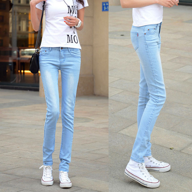 summer Thin section wathet Paige Ripped jeans Ninth pants Skinny pants Elastic force Flash Pencil pantsin the Women's clothing/Boutique , Jeans category - from Buy2taobao.com to provide professional Taobao agent buy service
