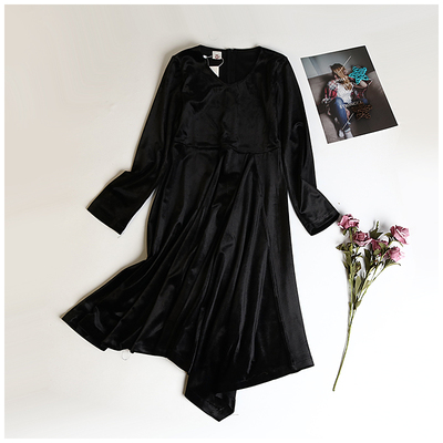 韩版冬季新款女装V领简约修身显瘦轻熟气质打底长袖连衣裙 BY