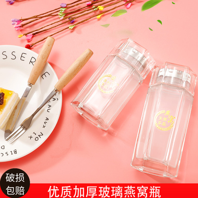 高档即食燕窝包装空瓶子分装蜂蜜瓶透明玻璃密封罐六棱果酱无铅