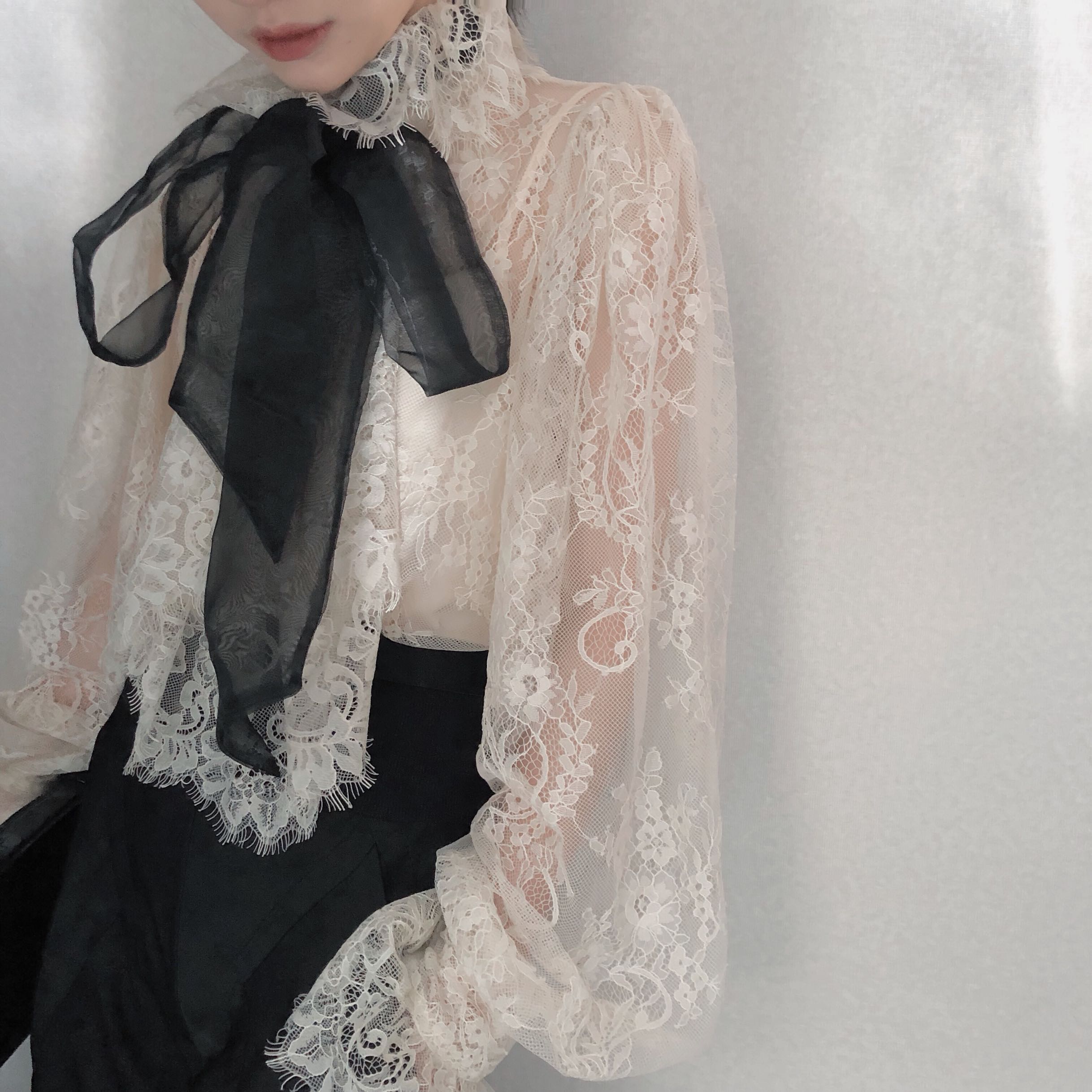 WSTUDIO 2019蕾丝喇叭袖蝴蝶结透明衬衫上衣在类目 女装/女士精品, 衬衫中 - 来自Buy2taobao.com提供专业的淘宝代购服务