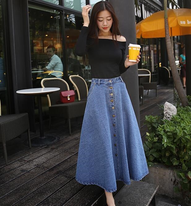 Autumn and winter Korean skirt skirt Mid length version Paige Pendulum longuette New products cowboy Show thin Korean Edition Umbrella skirtin the Women's clothing/Boutique , Skirts category - from Buy2taobao.com to provide professional Taobao agent buy service